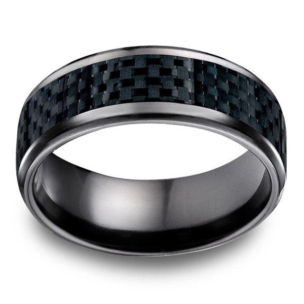 Black Titanuium Men's Carbon Fiber Center 8mm Ring