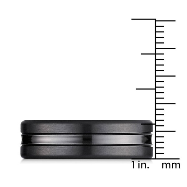 Men's 7.5mm Black Titanuium High-polish Center-Cut Satin Finish Ring