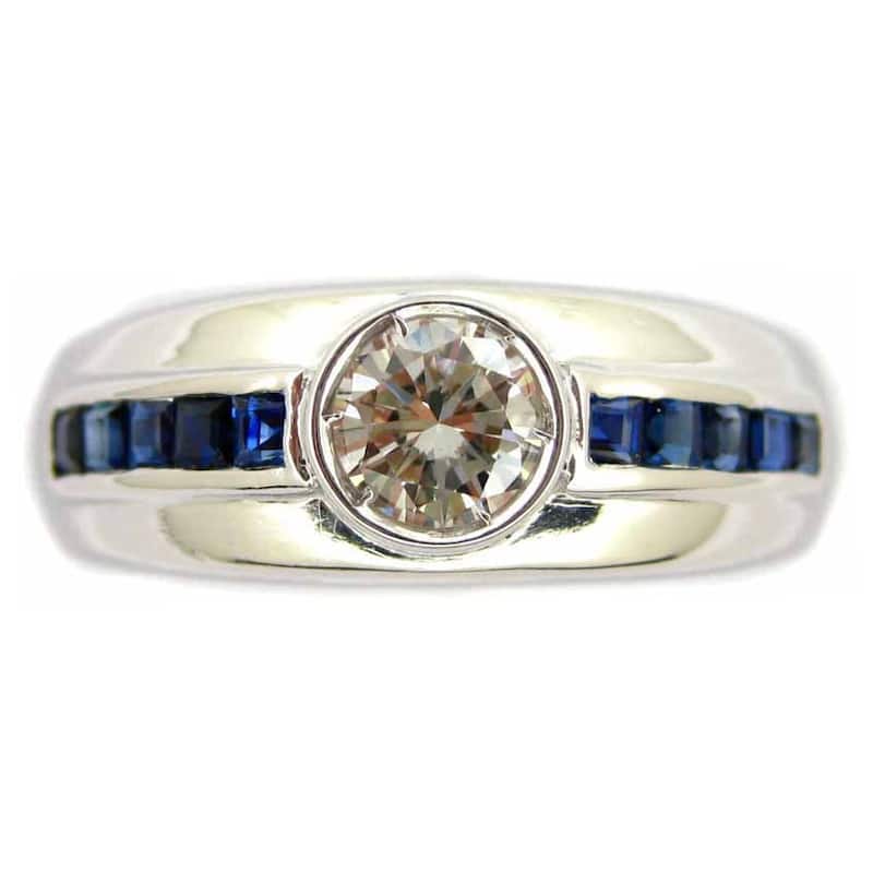 Kabella Luxe 18k White Gold 1/2ct TDW Diamond Sapphire Ring
