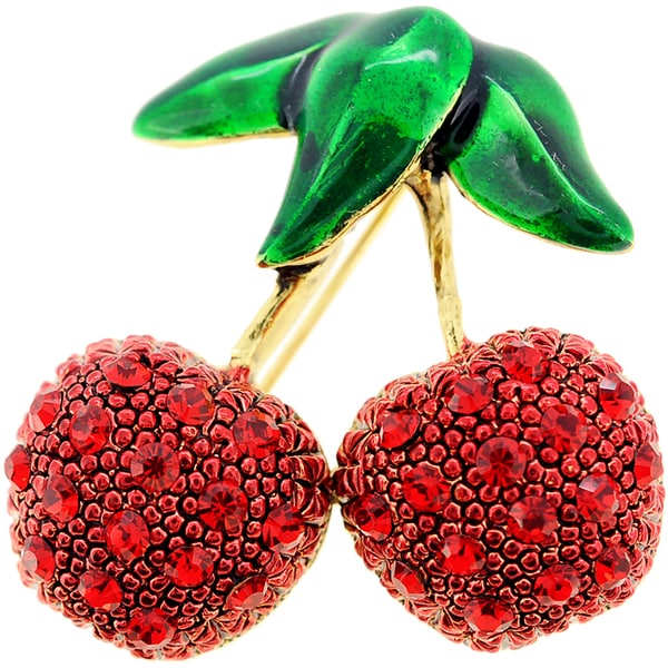 Red Cherry Crystal Pin Brooch. Opens flyout.