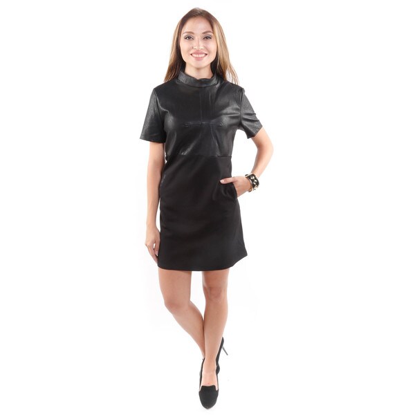 Short Sleeve Mock Neck Cape Dress