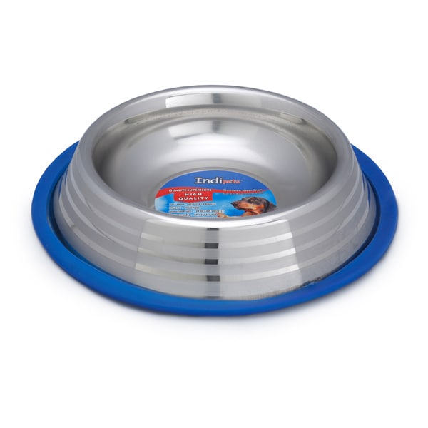 Indipets Silver Striped No Tip Pet Dishes with Silicon Ring (Set of 2). Opens flyout.