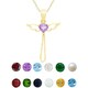 preview thumbnail 1 of 14, Dolce Giavonna Goldtone Sterling Silver Gemstone Birthstone Cross Necklace