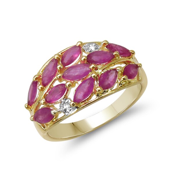 Malaika 14k Yellow Goldplated Sterling Silver 1 1/2ct Ruby and White ...