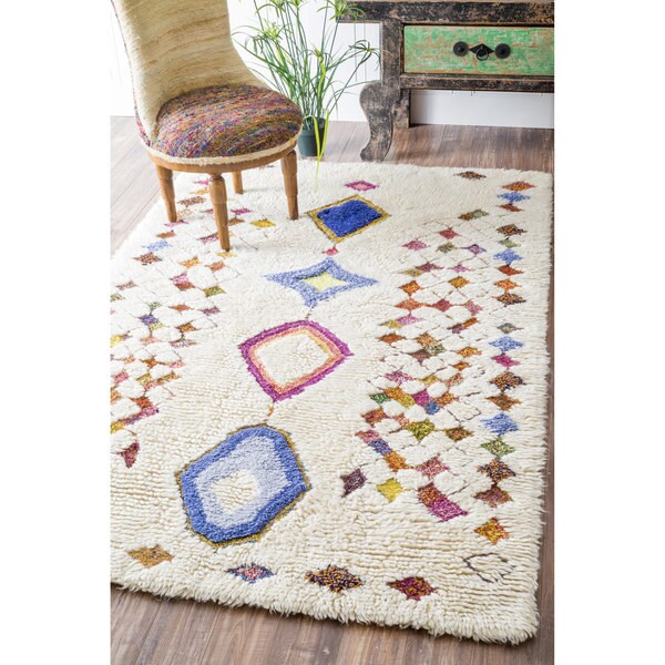 nuLOOM Handmade Moroccan Colorful Diamonds Shag Multi Rug (7'6 x 9'6