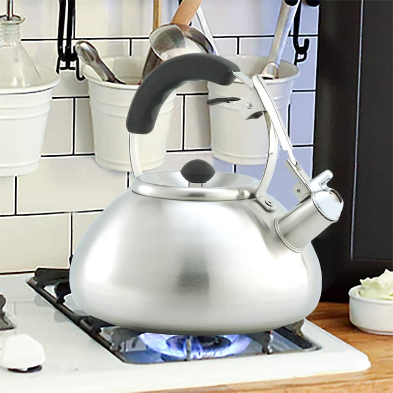 Creative Home Savanah 3 Quart Stainless Steel Whistling Tea Kettle with Aluminum Capsulated Bottom