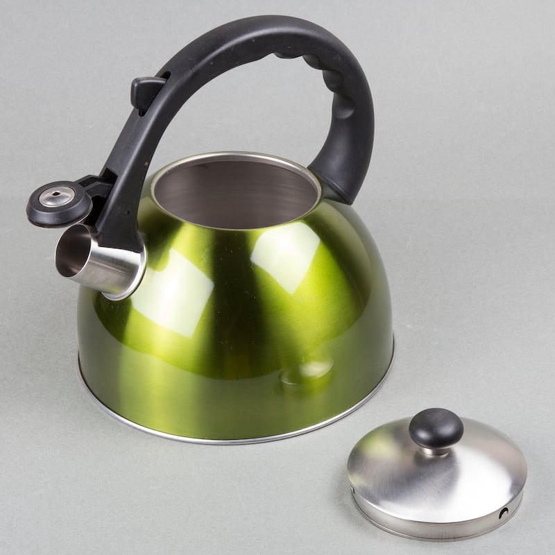 Creative Home Satin Splendor 2.8 Quart Stainless Steel Whistling Tea Kettle with Aluminum