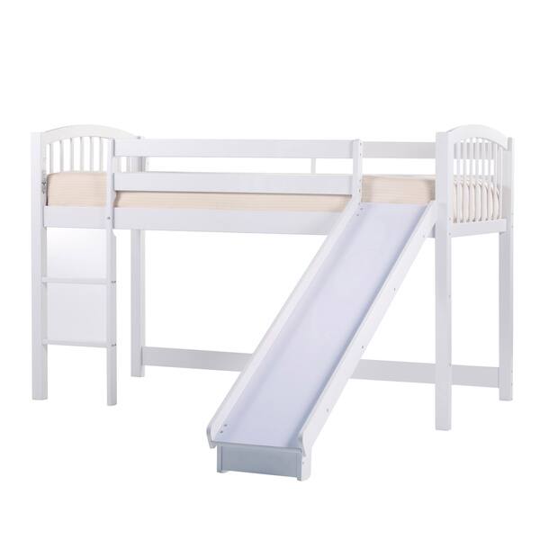 Shop Ne Kids School House White Junior Loft With Slide And Princess Tent Overstock