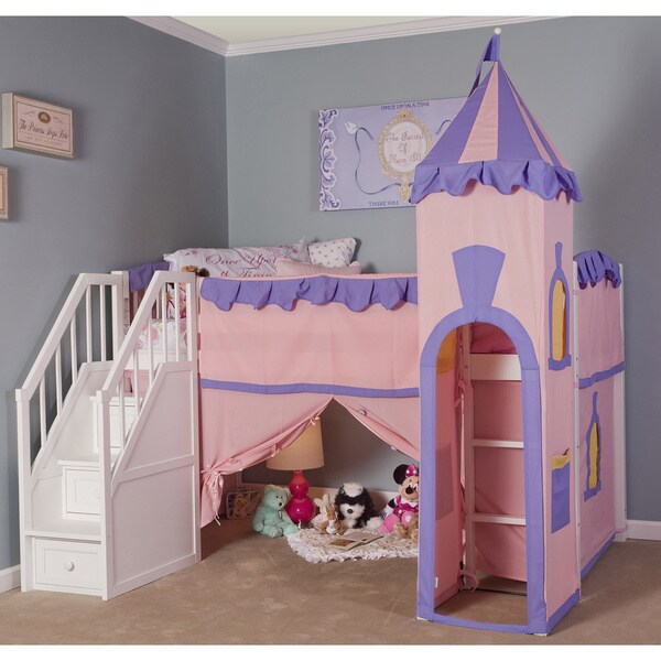 School House White Junior Princess Loft With Stairs Free School House White Junior Princess Loft With Stairs Free Shipping Today 10668783