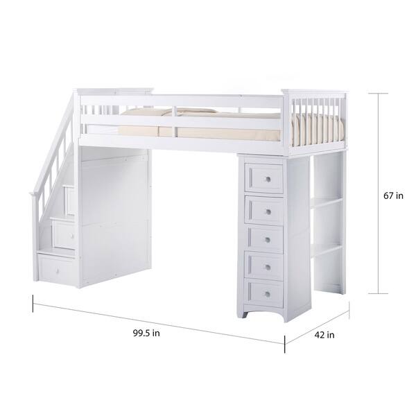 School House Stair Loft w/Chest End White