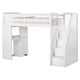 preview thumbnail 1 of 1, NE Kids School House Stair Loft with Desk End and Full Lower Bed White