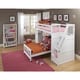 preview thumbnail 3 of 1, NE Kids School House Stair Loft with Desk End and Full Lower Bed White
