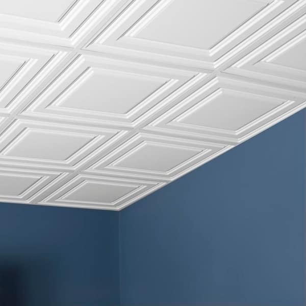 Shop Icon Relief White 2 X 2 Ft Lay In Ceiling Tile Pack