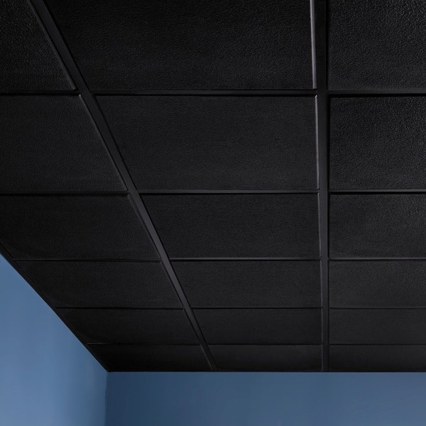 Genesis Stucco Pro Revealed Edge Black 2 X 2 Ft Lay In Ceiling Tile Pack Of 12