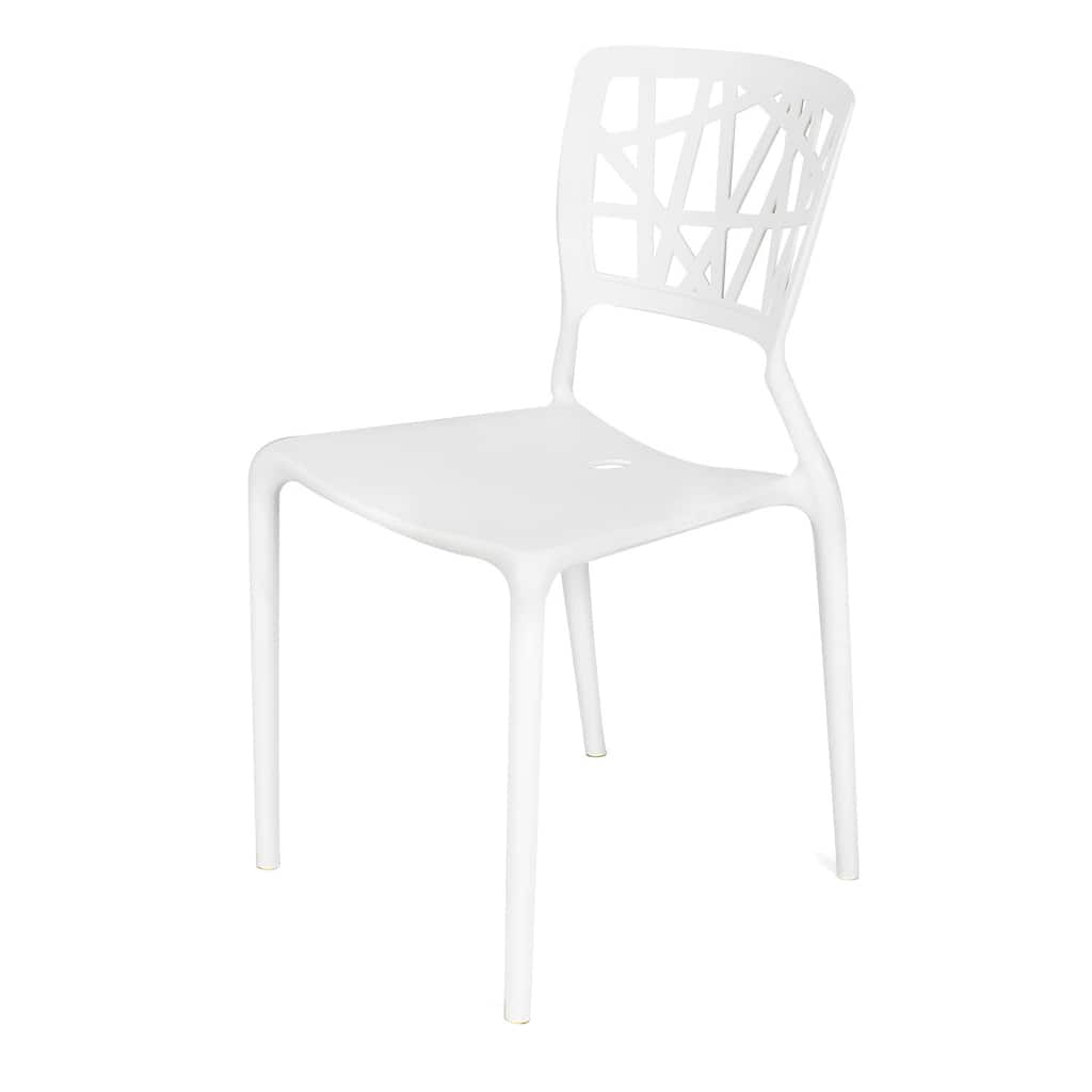 Adeco Polypropylene Hard Plastic White Dining Chairs (Set of 2)