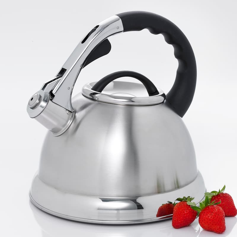 Creative Home Camille 3.0 Quart Stainless Steel Whistling Tea Kettle with Aluminum Capsulated Bottom