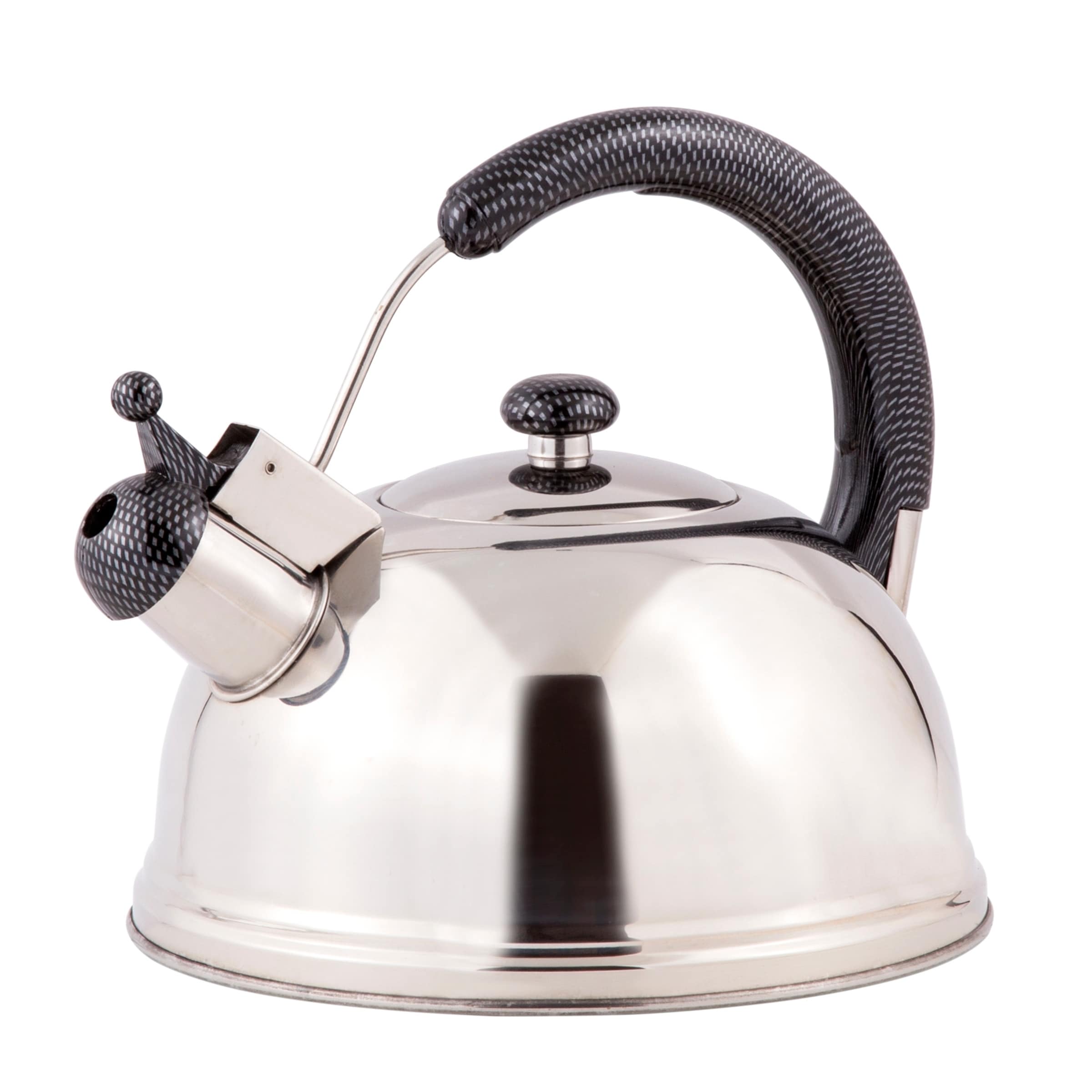 Stainless Steel Stovetop Whistling Tea Kettle Classic Teapot with Ergonomic Handle, Works on Induction Cooktops 4 Liters 2406, Silver