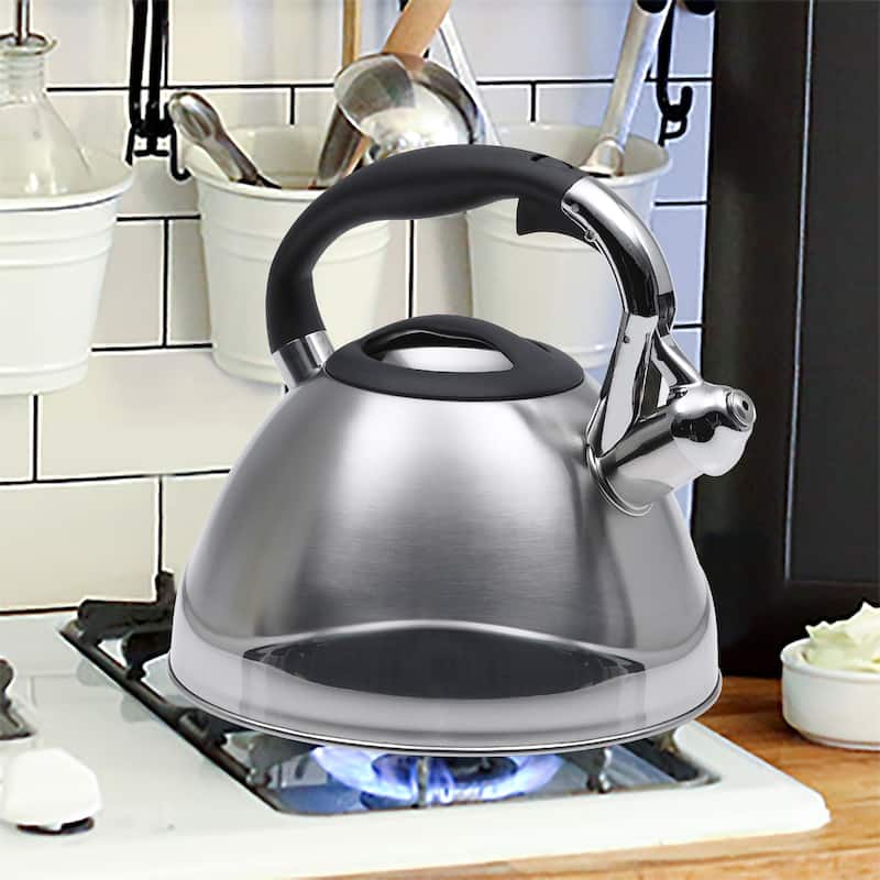 Creative Home Crescendo 3.1 Quart Stainless Steel Whistling Tea Kettle with Aluminum Capsulated Bottom