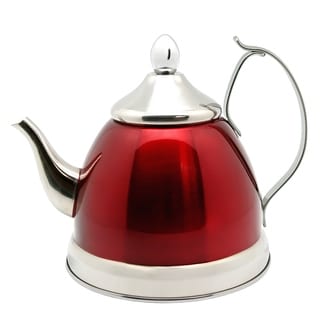 Creative Home Nobili-Tea 1.0 Quart Stainless Steel Tea Kettle Teapot with  Removable Infuser Basket, Cranberry Color - Bed Bath & Beyond - 10669200