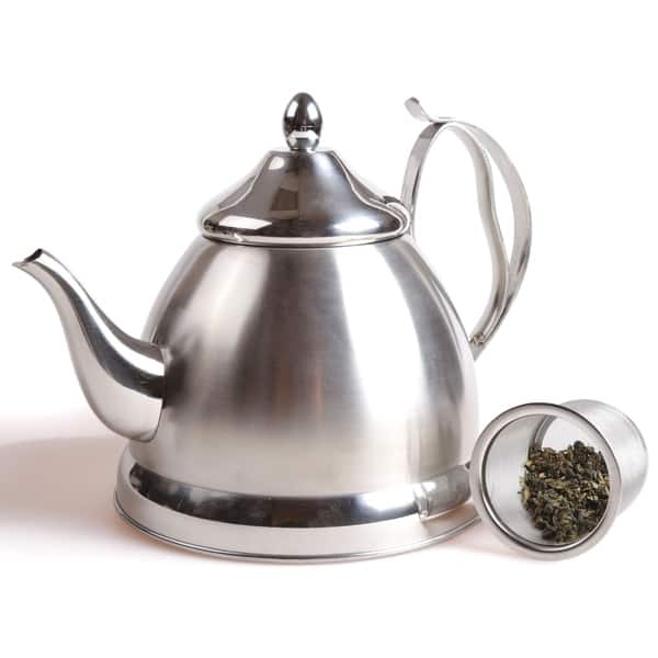 Creative Home Nobili-Tea 1.0 qt. Stainless Steel Tea Kettle with Removable Infuser Basket, Black
