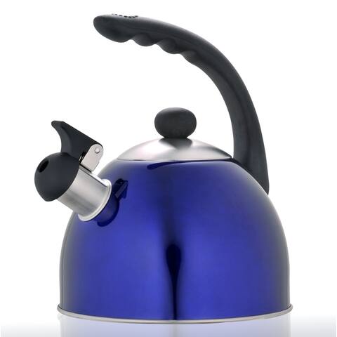 Creative Home Rhapsody 2.1 Quart Stainless Steel Whistling Tea Kettle, Metallic Blue Color