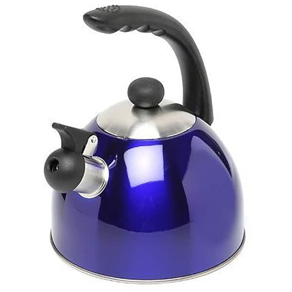 Creative Home Rhapsody 2.1 Quart Stainless Steel Whistling Tea Kettle, Metallic Blue