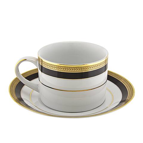 10 Strawberry Street Sahara Black Can Cup/ Saucer (Set of 6)