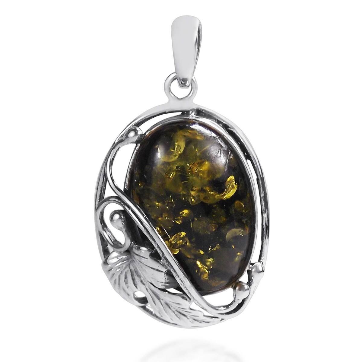 stamped 925 Vintage Sterling 925 silver handmade teardrop pendant with Amber pendant