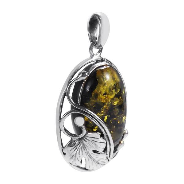 stamped 925 Vintage Sterling 925 silver handmade teardrop pendant with Amber pendant