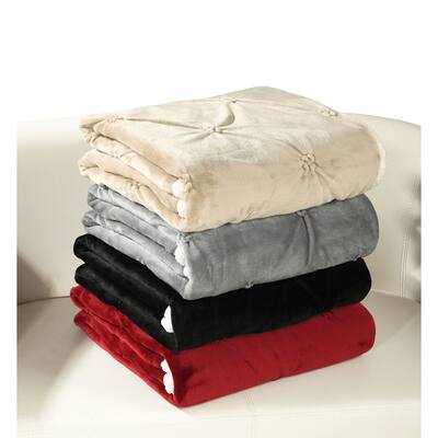 Chic Home Barbuda Pinch Pleated Sherpa Blanket in Burgundy ( AS IS)