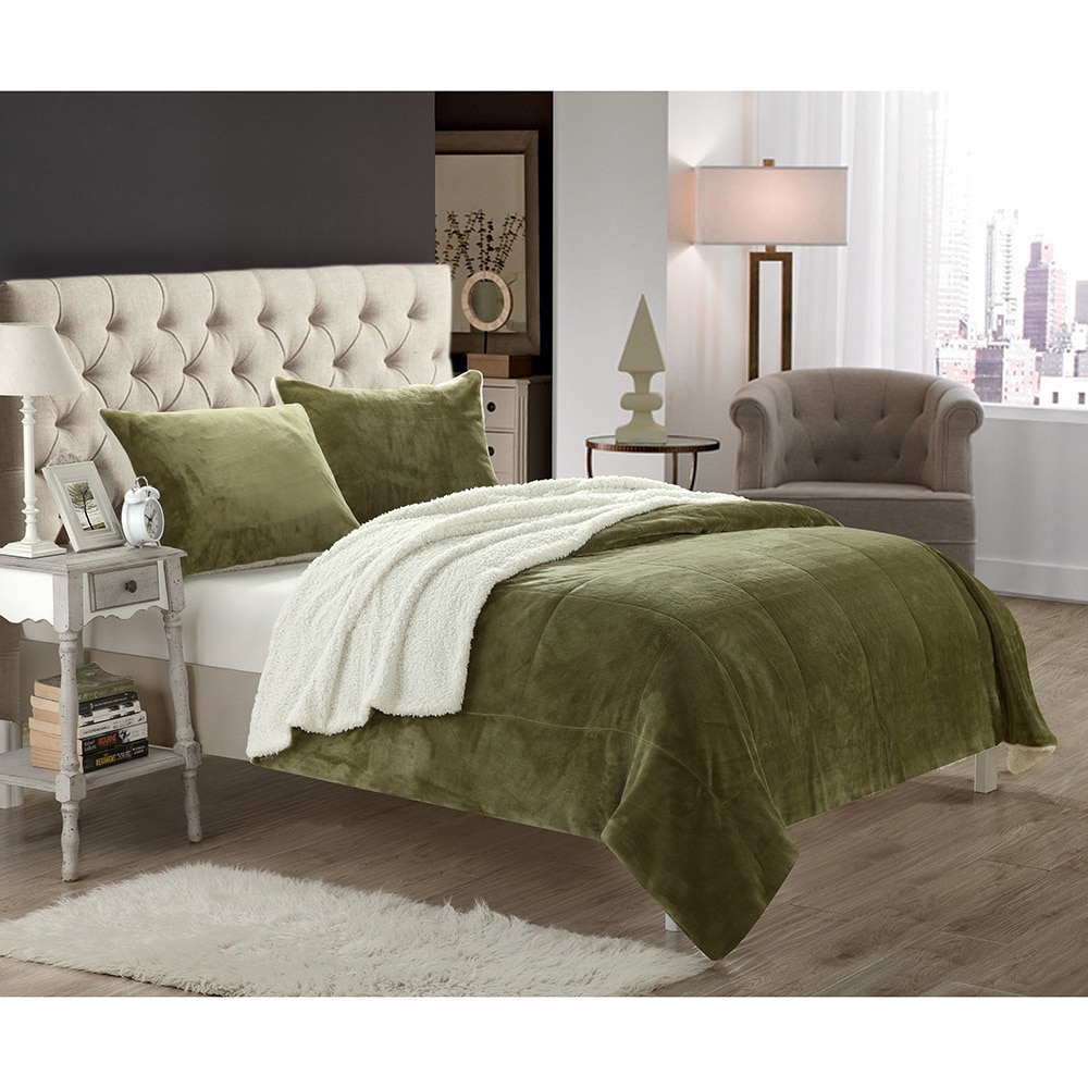 Details about   Chic Home Evie 3 Piece Blanket Set Soft Sherpa Lined Microplush Faux Mink with S 