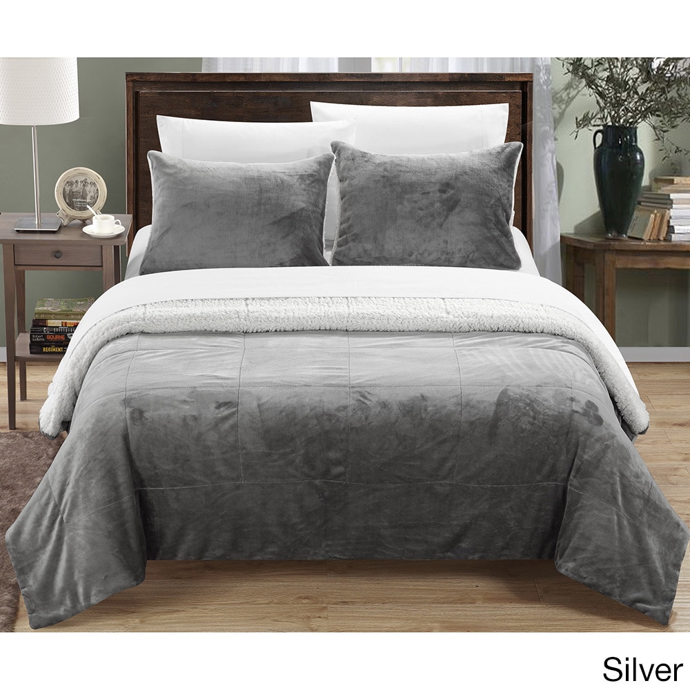 Details about   Chic Home Evie 3 Piece Blanket Set Soft Sherpa Lined Microplush Faux Mink with S 