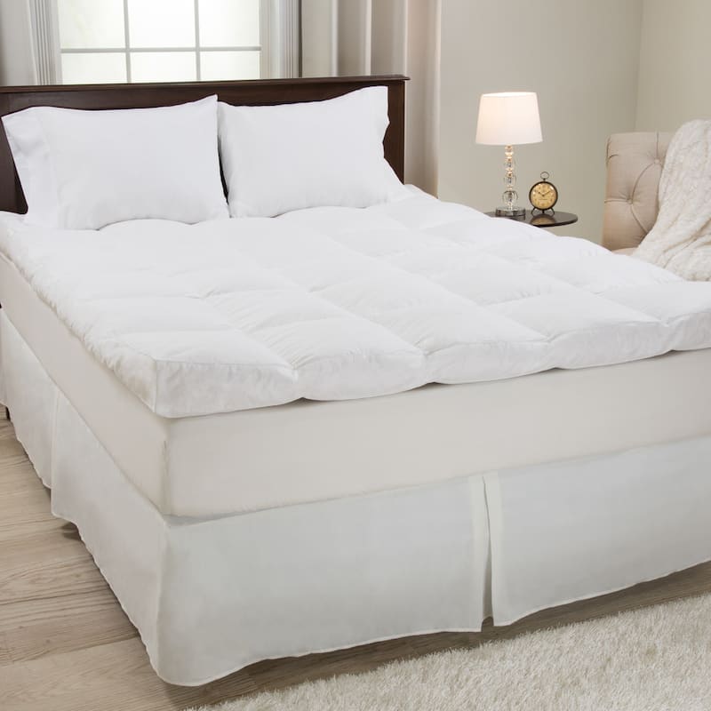 Down Mattress Topper - Duck and Goose Feather Bed with Cotton Cover by Windsor Home