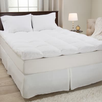 Down Mattress Topper - Duck and Goose Feather Bed with Cotton Cover by Windsor Home