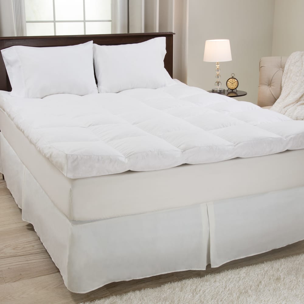 Down Mattress Topper - Duck and Goose Feather Bed with Cotton Cover by Windsor Home