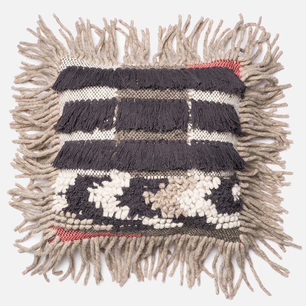 Shop Woven Bohemian Fringe Grey/ Multi 18inch Throw Pillow or Pillow