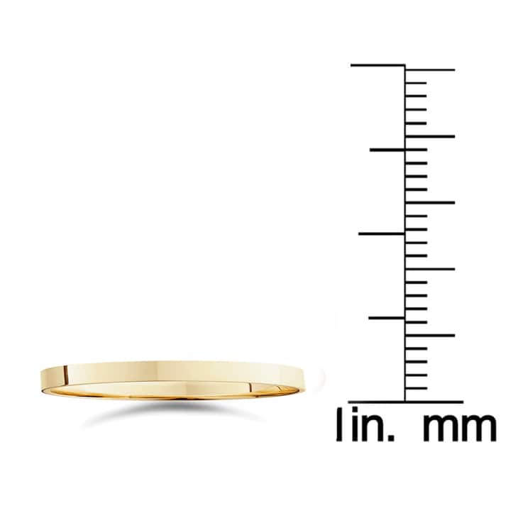 14k White Yellow and Rose Gold 2mm Flat Plain Band