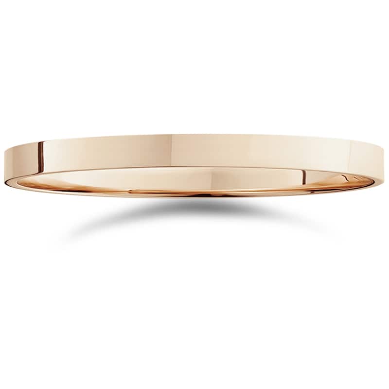 14k White Yellow and Rose Gold 2mm Flat Plain Band - 4.5 - Rose