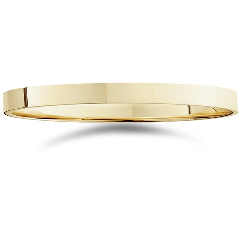 14k White Yellow and Rose Gold 2mm Flat Plain Band - 4.5 - Yellow