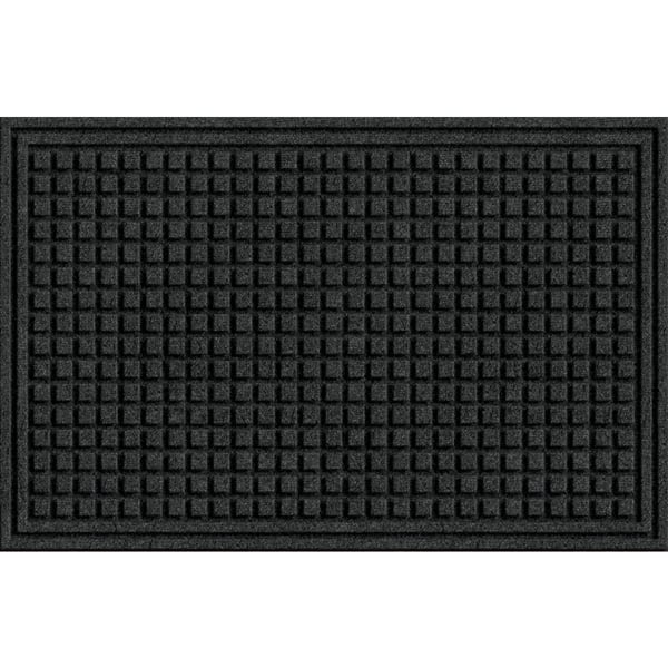 Envelor Indoor Outdoor Doormat Black 24 in. x 36 in. Checker Half Round Floor Mat, Checker - Black