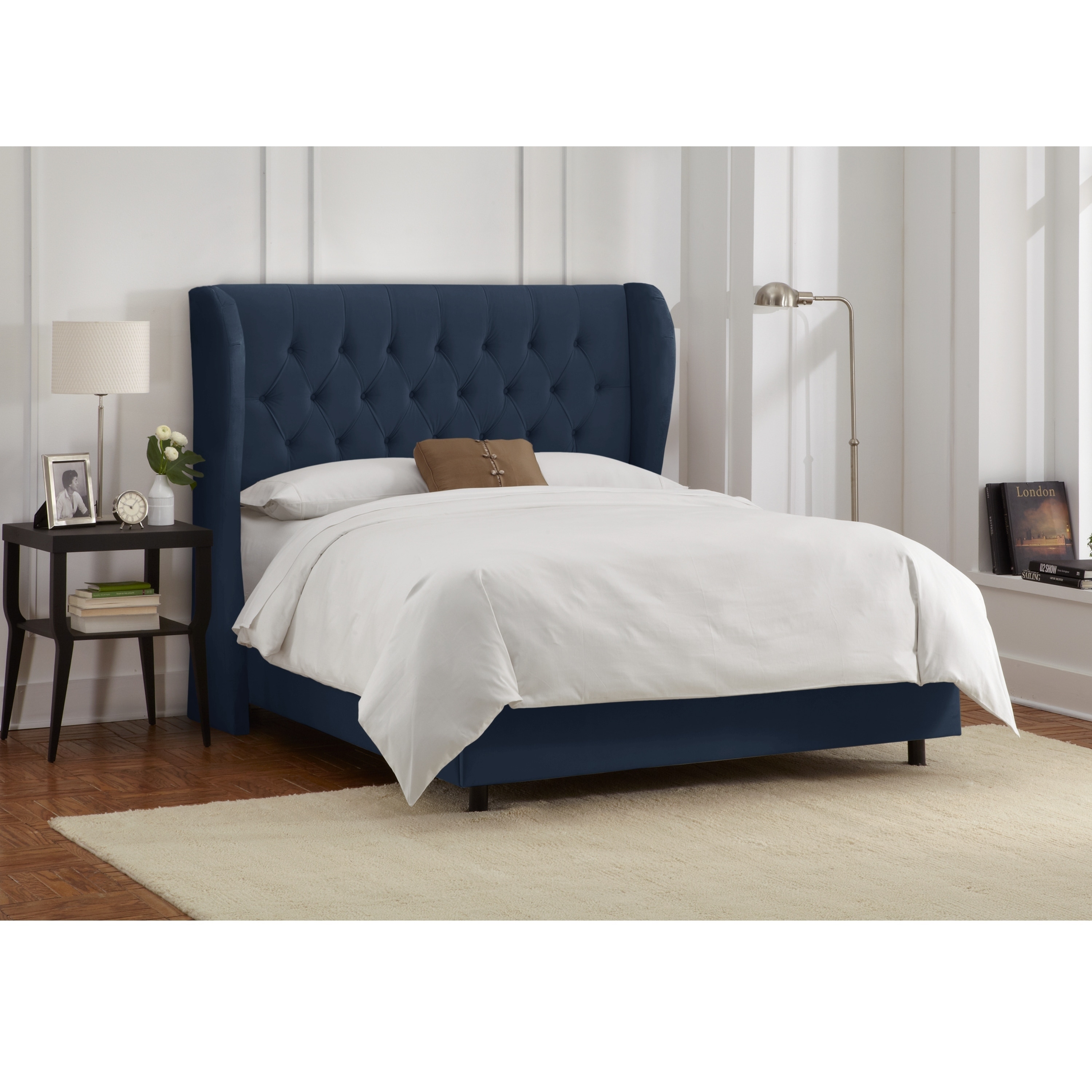 Navy 2024 wingback bed