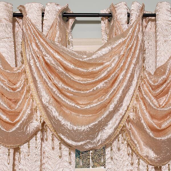 Shop Elegant Faux Crushed Satin Window Curtain Waterfall Valance