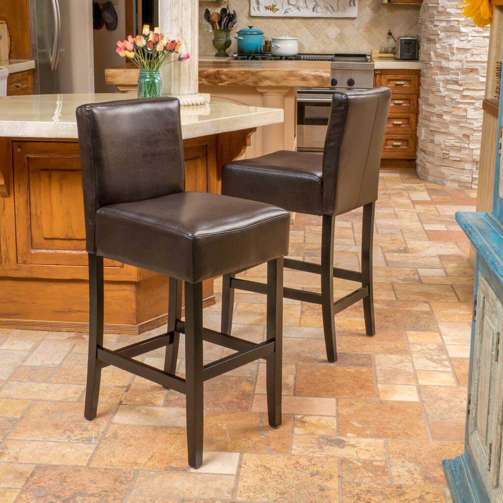 Ian 42-inch Bonded Leather Barstool (Set of 2) by Christopher Knight Home
