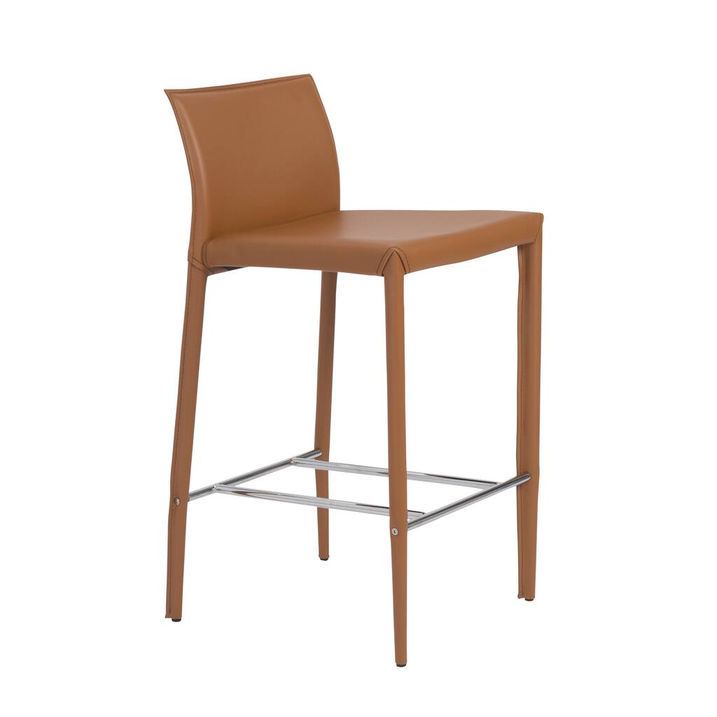Shen 25.99-inch Cognac/ Chrome Bar Stool (Set of 2)