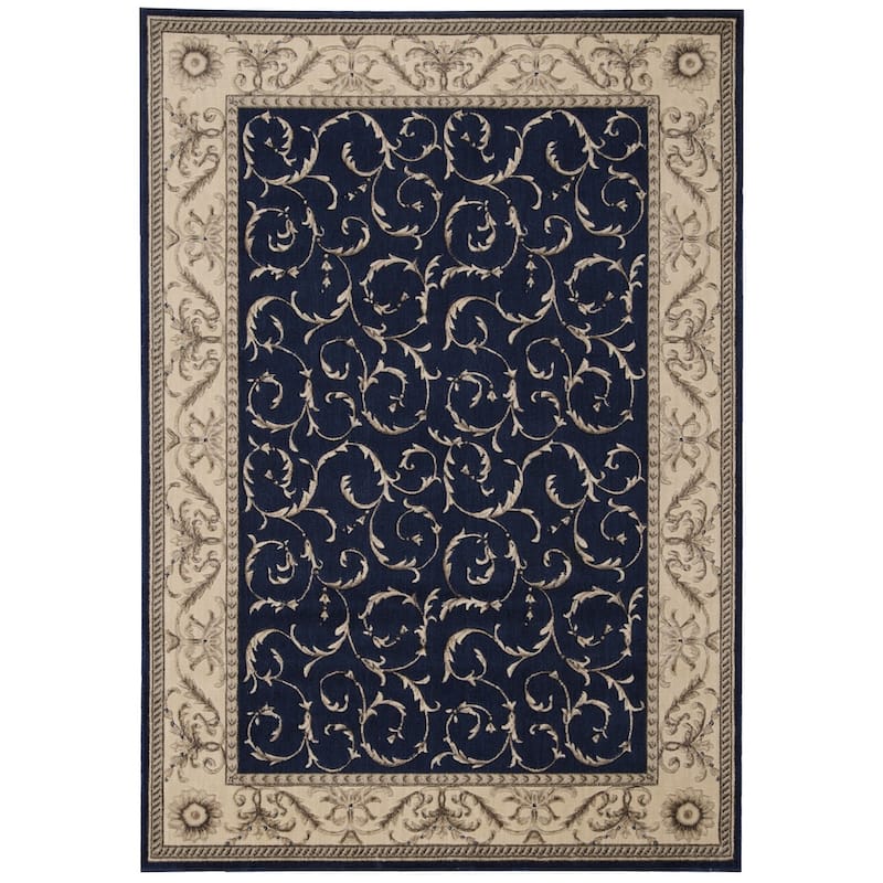 Nourison Somerset Traditional Bordered Floral Area Rug - 7' 9" x 10' 10" - Dark Blue - Rectangle