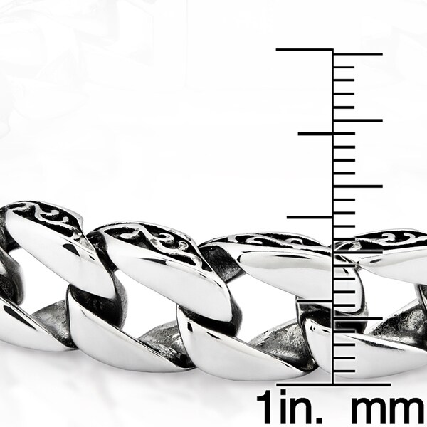 Crucible Stainless Steel Two-tone Curb Chain Bracelet (11 mm)