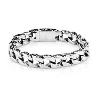 Stainless Steel Men S Bracelets Online At Our Crucible Stainless Steel Two Tone Curb Chain Bracelet 11 Mm