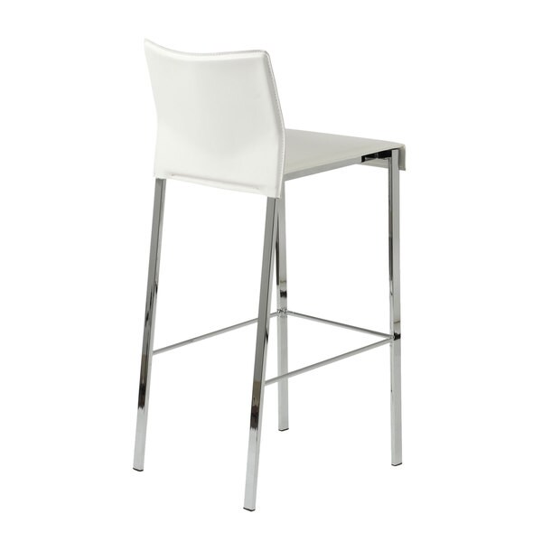 White leather chrome online bar stools