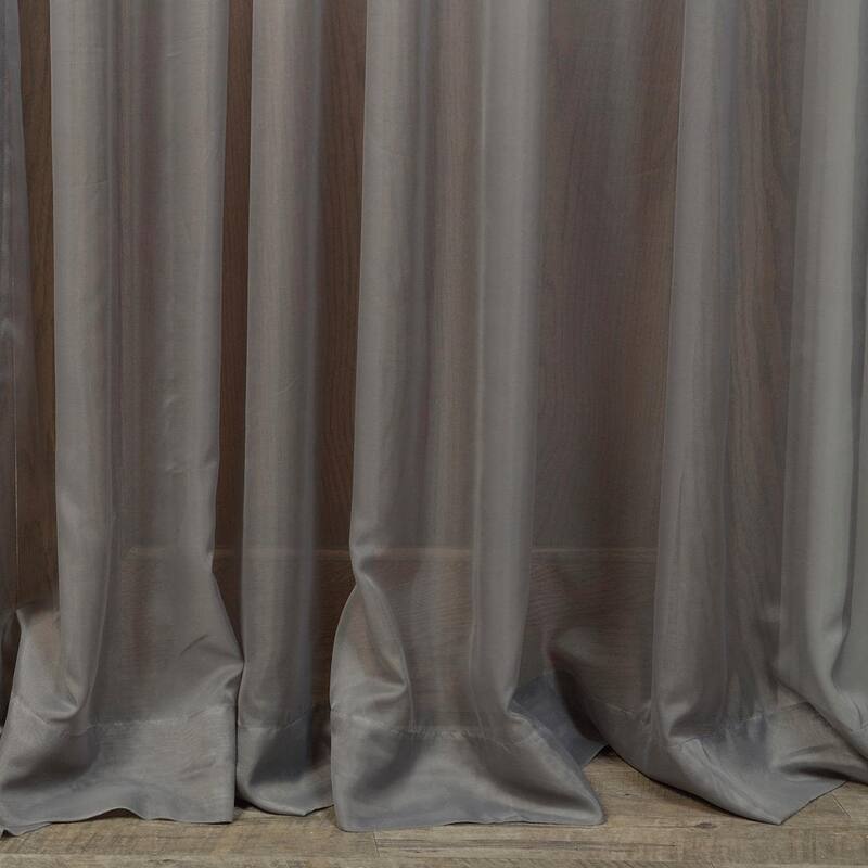 Exclusive Fabrics Doublewide Solid Grey Voile Poly Sheer Curtain Panel (1 Panel)