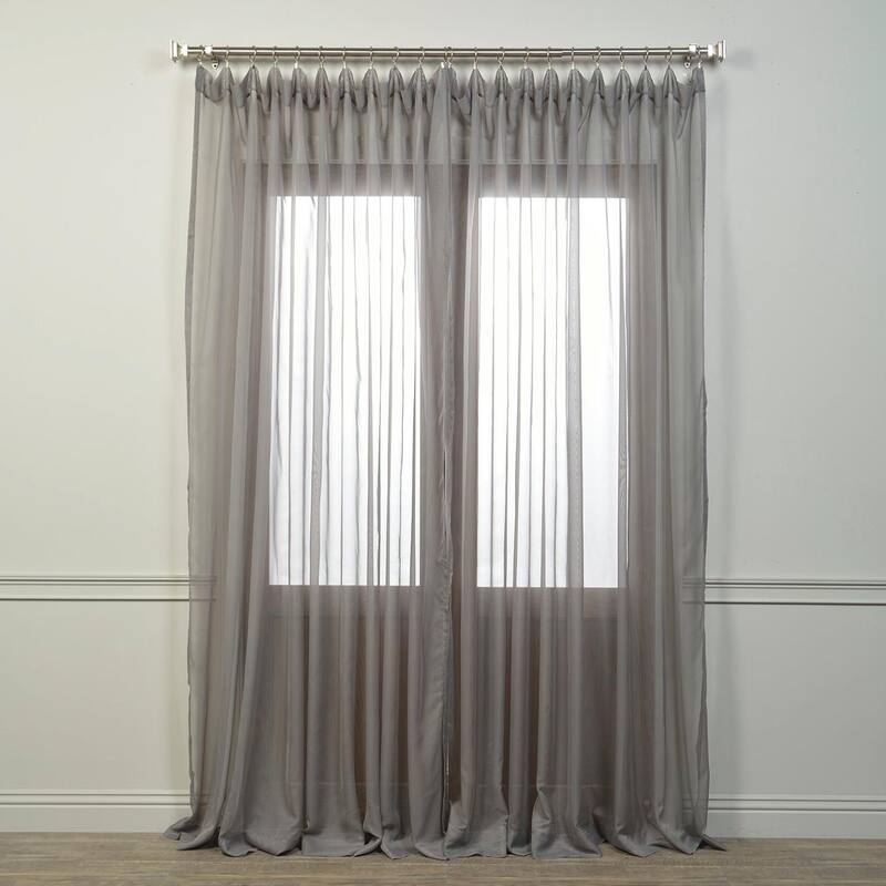 Exclusive Fabrics Doublewide Solid Grey Voile Poly Sheer Curtain Panel (1 Panel)